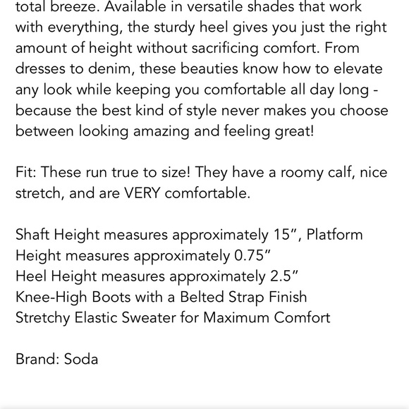 NWT Soda Black Tall Wide Calf Boots w/Side Zipper size 8 - Picture 4 of 4